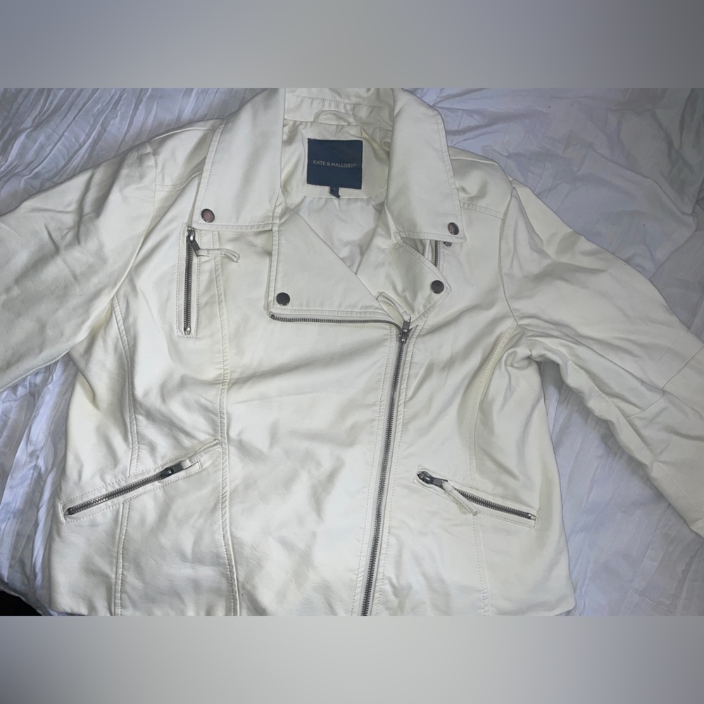 Kate & Mallory white leather jacket